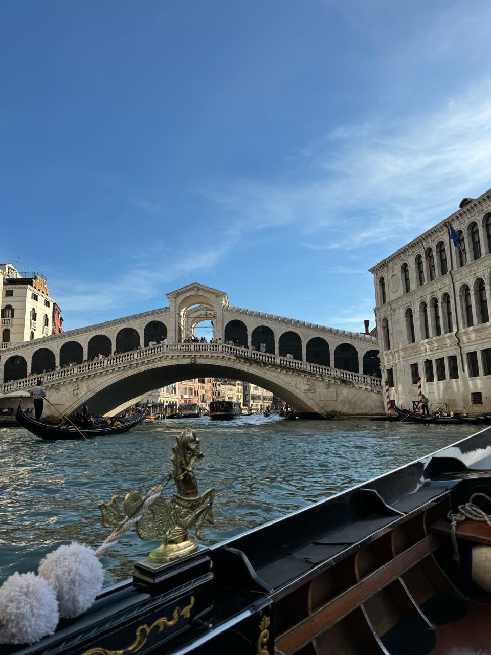 Rialto Bridge seen from a gondola