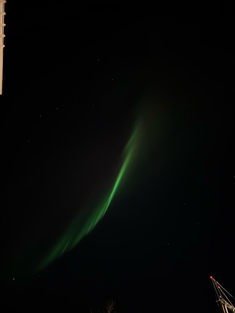 Northern lights in a black sky