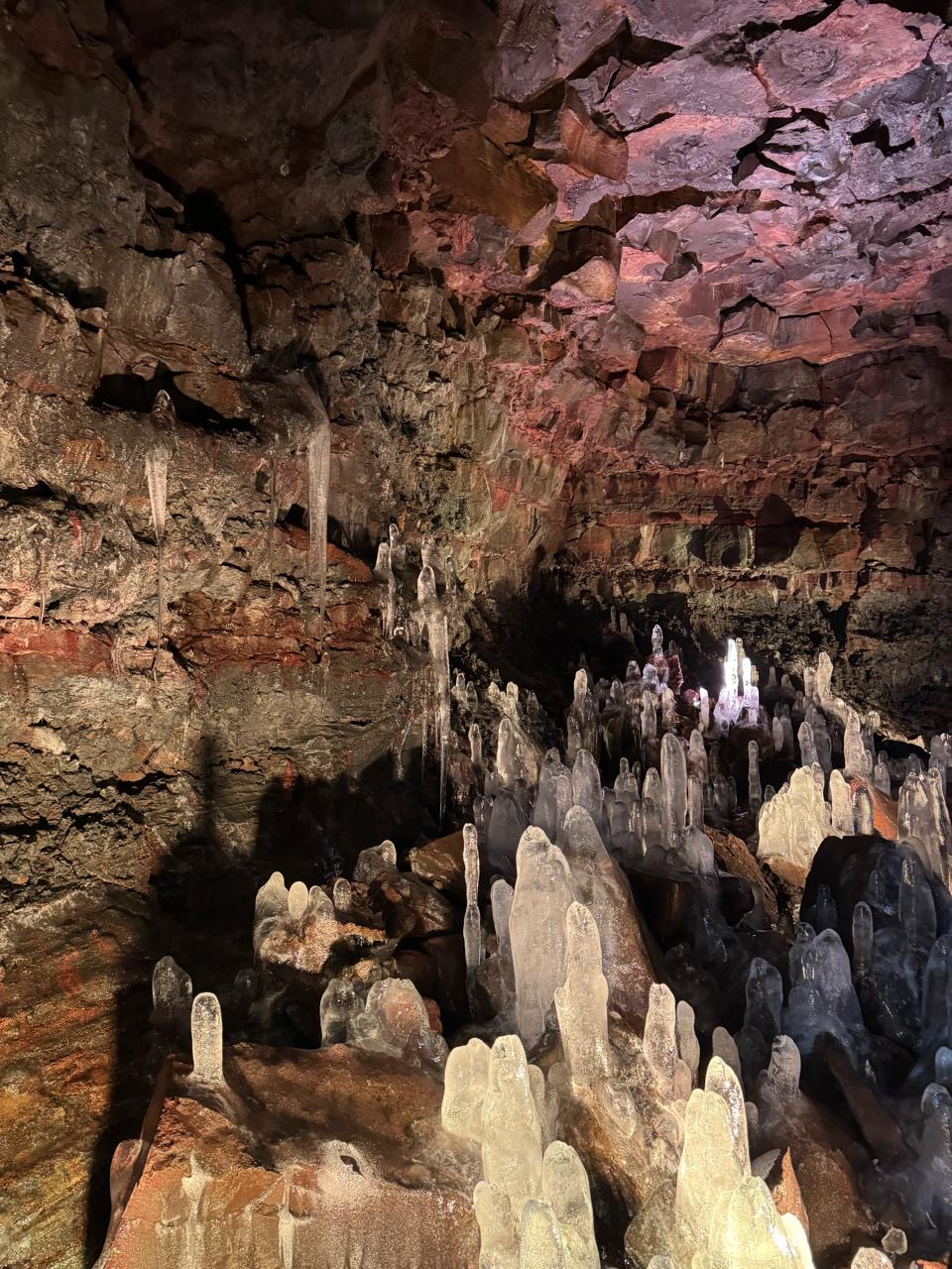 Ice formations in a lava cave