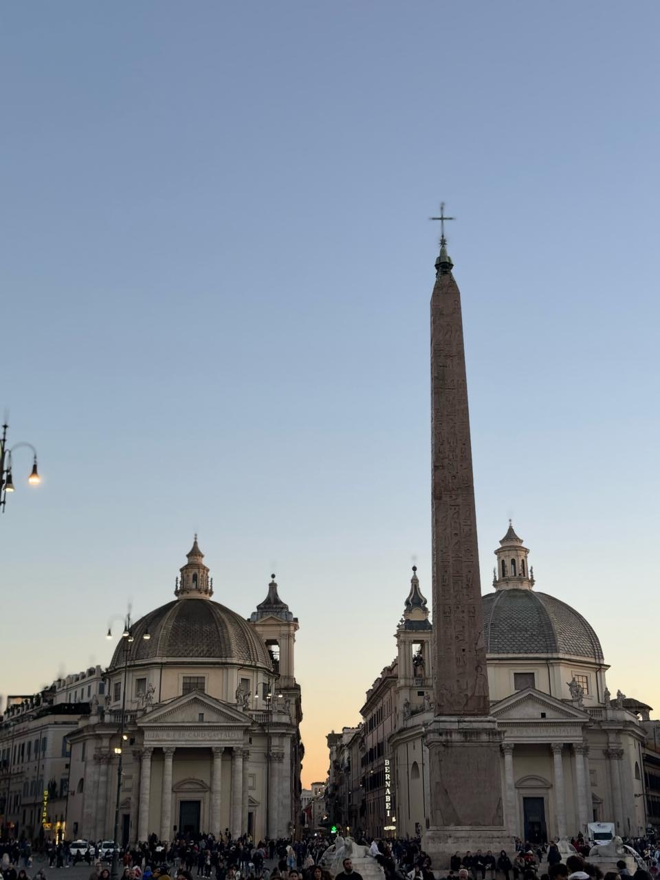 Piazza del Popolo at dusk in Rome